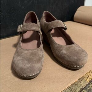Dansko Taupe Suede Mary Jane Shoes